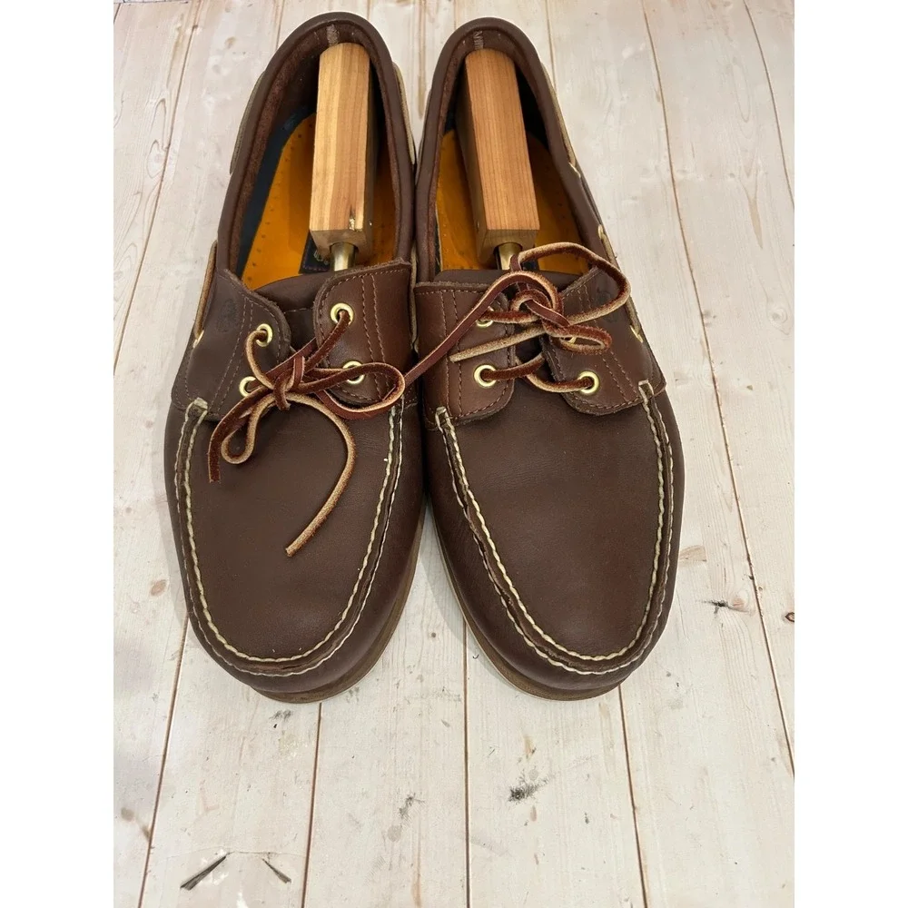 Timberland  Classic  Men's Size 15M Brown All Leather 2 Eye Boat Shoes 5880143